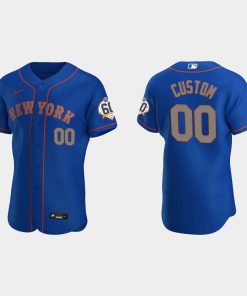 Custom New York Mets 60th Anniversary Alternate Flex Base Jersey Royal