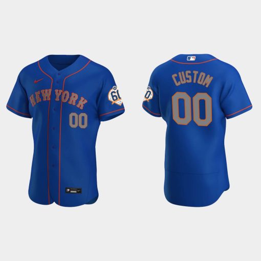 Custom New York Mets 60th Anniversary Alternate Flex Base Jersey Royal