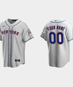 Custom New York Mets 60th Anniversary Cool Base Jersey Gray