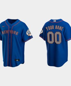 Custom New York Mets 60th Anniversary Cool Base Jersey Royal