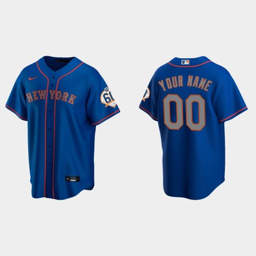 Custom New York Mets 60th Anniversary Cool Base Jersey Royal