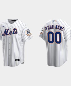 Custom New York Mets 60th Anniversary Cool Base Jersey White