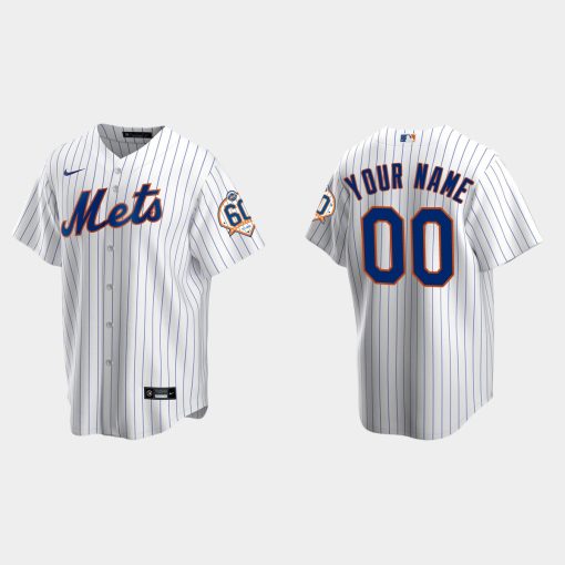 Custom New York Mets 60th Anniversary Cool Base Jersey White