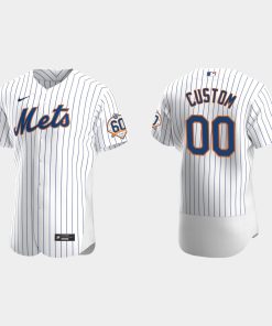 Custom New York Mets 60th Anniversary Home Flex Base Jersey White