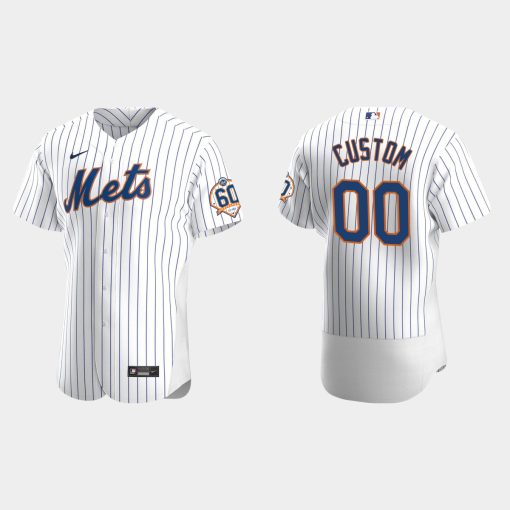 Custom New York Mets 60th Anniversary Home Flex Base Jersey White