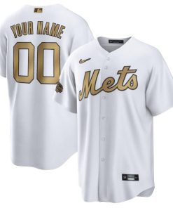 Custom New York Mets Active Player White 2022 All-star Cool Base Stitched Baseball Jersey