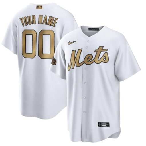 Custom New York Mets Active Player White 2022 All-star Cool Base Stitched Baseball Jersey