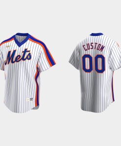 Custom New York Mets Cooperstown Collection Home Jersey White