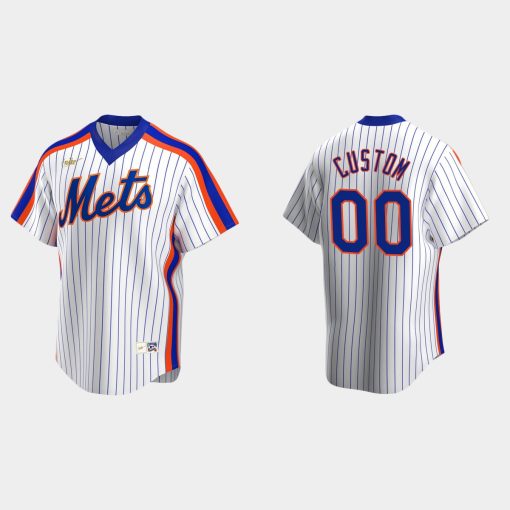 Custom New York Mets Cooperstown Collection Home Jersey White