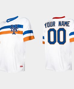 Custom New York Mets Cooperstown Collection V-neck Jersey White