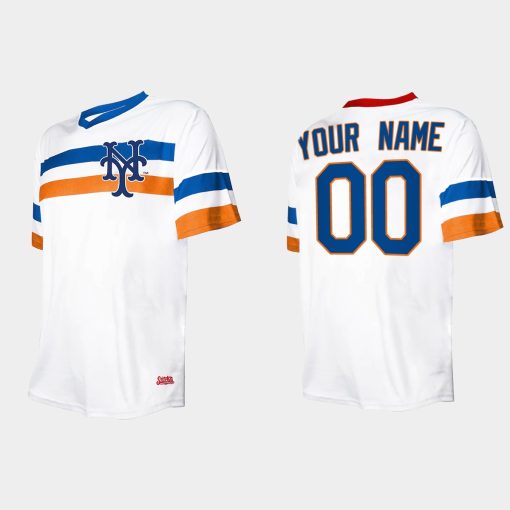 Custom New York Mets Cooperstown Collection V-neck Jersey White