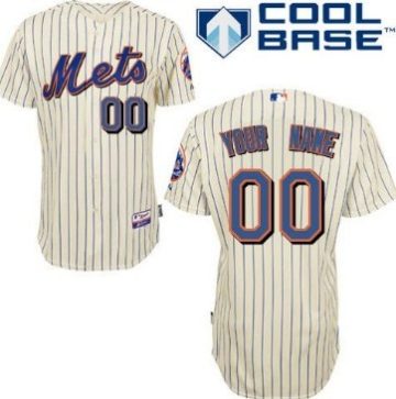 Custom New York Mets Cream Pinstripe Jersey