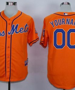 Custom New York Mets Los Mets Orange Stitched Cool Base Jersey