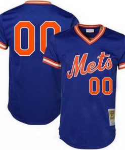 Custom New York Mets Royal Blue Mesh Batting Practice Throwback Cooperstown Collection Baseball Jersey