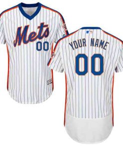 Custom New York Mets 1986 Throwback Stitched White Stripe Flex Base Jersey
