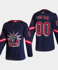 Custom New York Rangers 2021 Season Reverse Retro Special Edition Navy Jersey