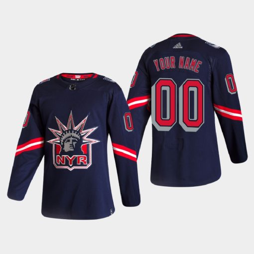 Custom New York Rangers 2021 Season Reverse Retro Special Edition Navy Jersey