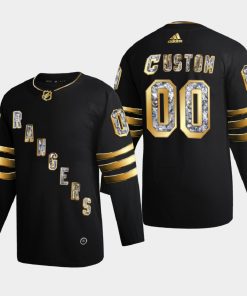 Custom New York Rangers 2022 Stanley Cup Playoffs Black Diamond Edition Jersey
