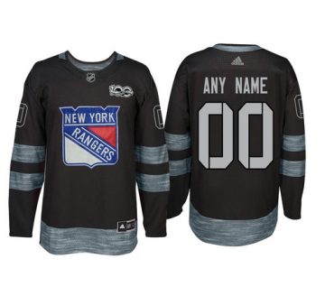 Custom New York Rangers Black 1917-2017 100th Anniversary Jersey