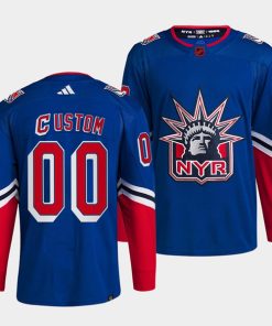 Custom New York Rangers Blue 2022 Reverse Retro Stitched Jersey