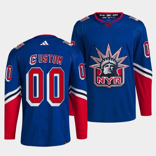 Custom New York Rangers Blue 2022 Reverse Retro Stitched Jersey