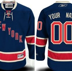 Custom New York Rangers Navy Blue Third Jersey