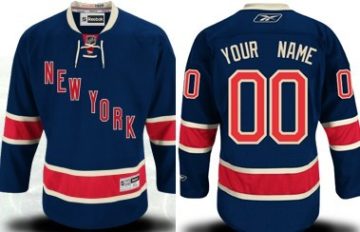 Custom New York Rangers Navy Blue Third Jersey
