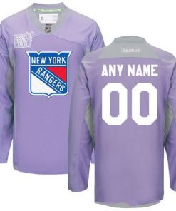 Custom New York Rangers Purple Pink Hockey Fights Cancer Practice Jersey