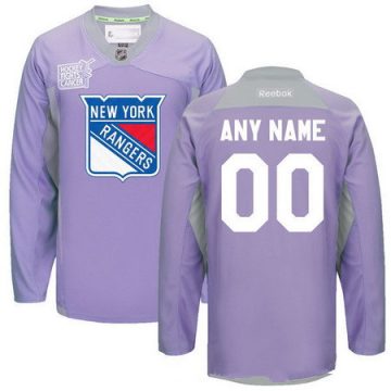 Custom New York Rangers Purple Pink Hockey Fights Cancer Practice Jersey