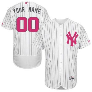 Custom New York Yankees Pink Logo Stitched Flex Base Jersey