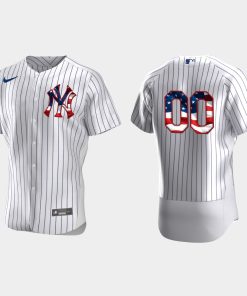 Custom New York Yankees 2020 Stars Stripes 4th Of July Jersey White