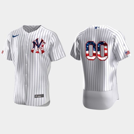 Custom New York Yankees 2020 Stars Stripes 4th Of July Jersey White