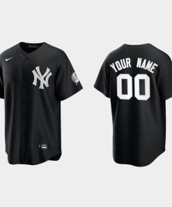 Custom New York Yankees 2021 All Black Fashion Cool Base Jersey Black White