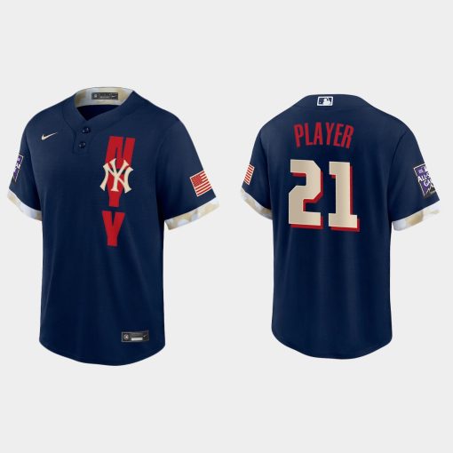 Custom New York Yankees 2021 All-star Game Cool Base Jersey Navy