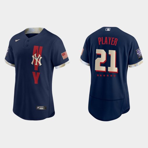 Custom New York Yankees 2021 All-star Game Flex Base Jersey Navy