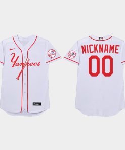 Custom New York Yankees 2021 Players' Weekend Nickname Jersey White