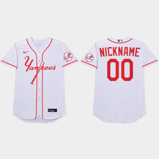 Custom New York Yankees 2021 Players' Weekend Nickname Jersey White