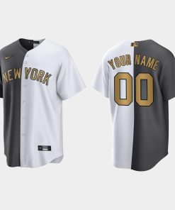 Custom New York Yankees 2022 All-star Game Split Jersey White Charcoal