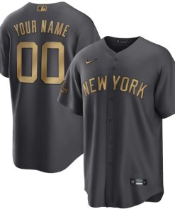 Custom New York Yankees Active Player Charcoal 2022 All-star Cool Base Stitched Baseball Jersey