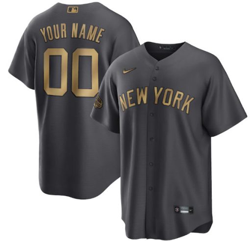 Custom New York Yankees Active Player Charcoal 2022 All-star Cool Base Stitched Baseball Jersey