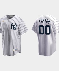 Custom New York Yankees Cooperstown Collection Home Jersey White