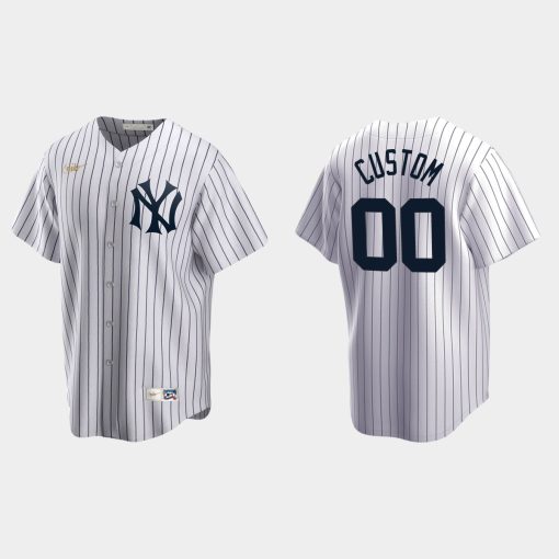 Custom New York Yankees Cooperstown Collection Home Jersey White