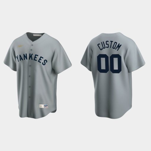 Custom New York Yankees Cooperstown Collection Road Jersey Gray