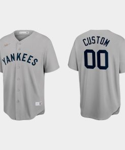 Custom New York Yankees Cooperstown Throwback Jersey Gray
