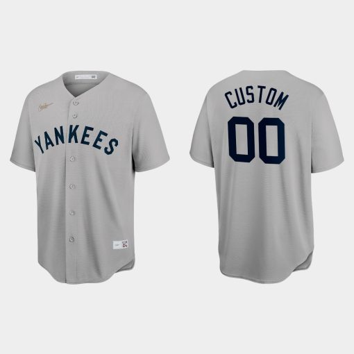 Custom New York Yankees Cooperstown Throwback Jersey Gray