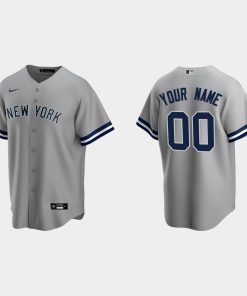 Custom New York Yankees Gray Cool Base Road Jersey