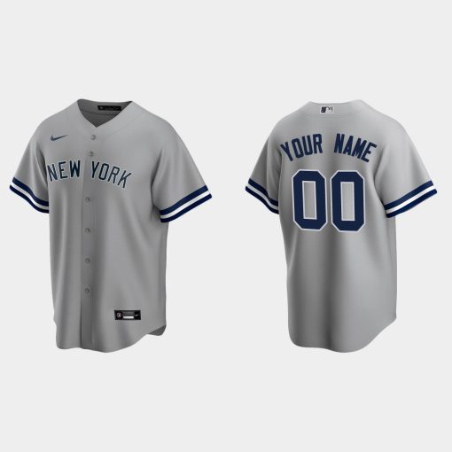 Custom New York Yankees Gray Cool Base Road Jersey