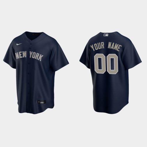 Custom New York Yankees Navy Cool Base Alternate Jersey