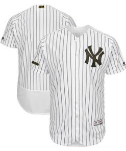 Custom New York Yankees White 2018 Memorial Day Collection Flex Base Team Jersey