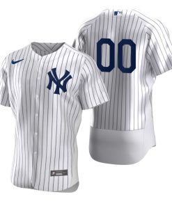 Custom New York Yankees White Blue Stripe Stitched Flex Base Jersey